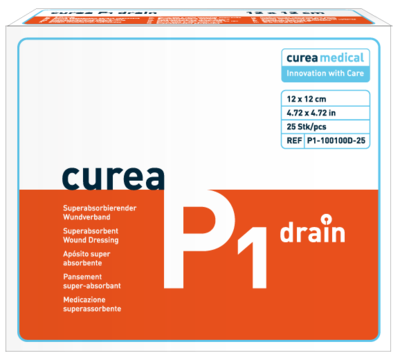 CUREA P1 drain superabsorb.Wundauflage 12x12 cm