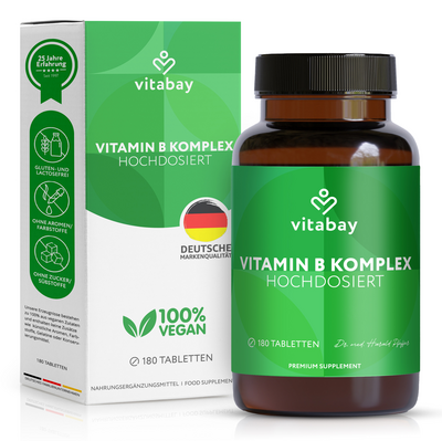 VITAMIN B KOMPLEX Biotin B6 B5 B1+B12 vegan Tabl.