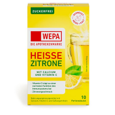 WEPA heiße Zitrone+Vit.C+Calcium zuckerfrei Pulver